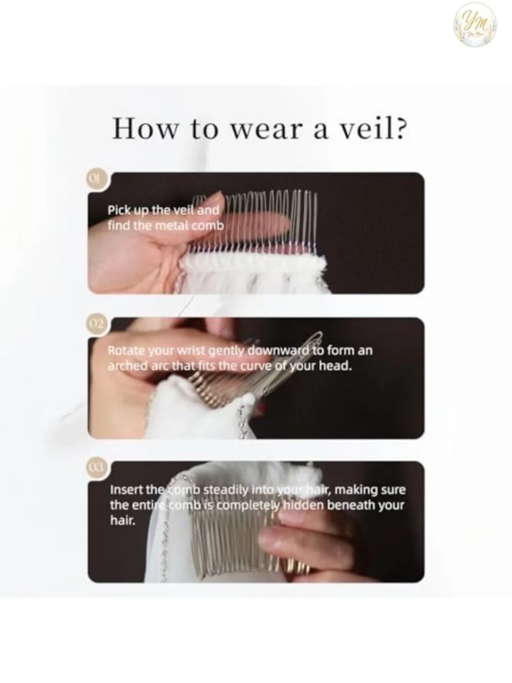 Fingertip Length Bridal Veil with Pearls Beaded Edge, Tulle Wedding Veil with